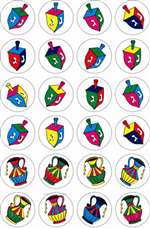 Dreidels and Pitchers Stickers - 24/sheet - 10 pack