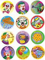 Purim Clown Stickers - 12/sheet - 6 pack